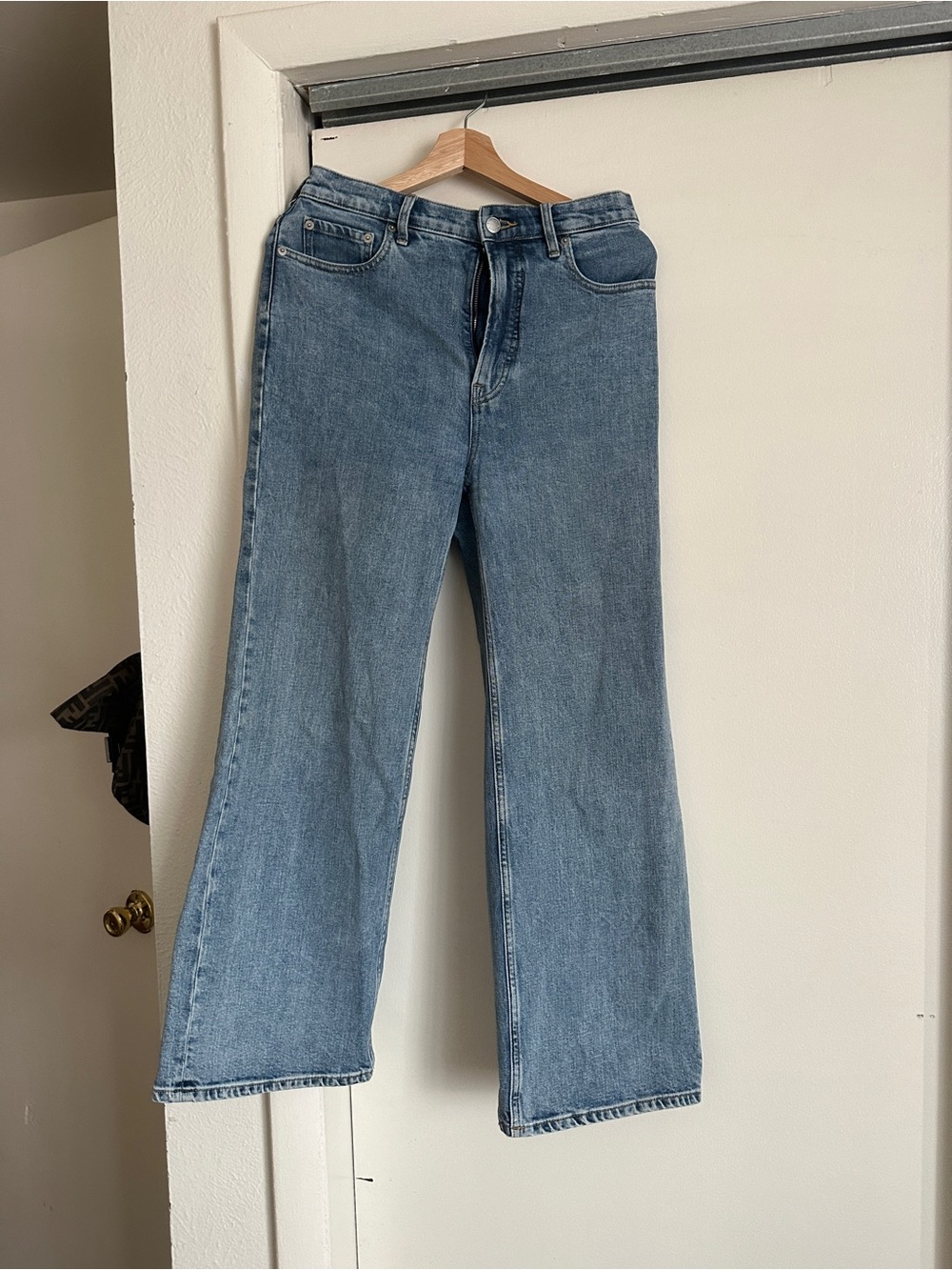 Everlane Way-High Sailor Jean, Ws 27R, Saltwater, Lt Blue, Classic Wide-Leg